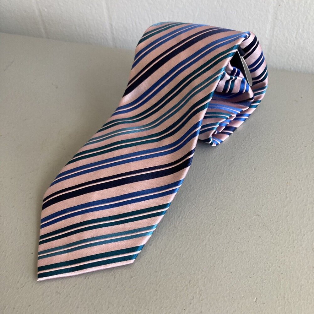 Vintage Lancetti Tie Silk Necktie Diagonal Striped Deadstock New With Tag